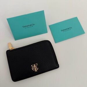 NWT Tiffany & Co. Black Card Holder with Gold Accent